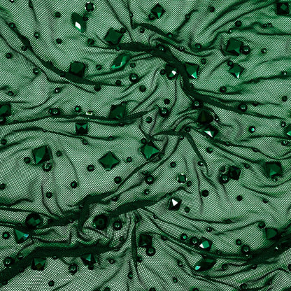 Brilliance Beaded with Rhinestone Stretch Mesh Fabric | Blue Moon Fabrics