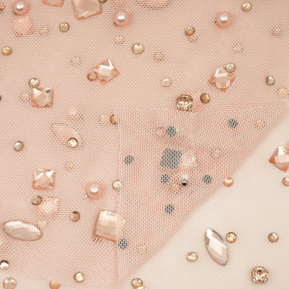 Brilliance Beaded with Rhinestone Stretch Mesh Fabric | Blue Moon Fabrics