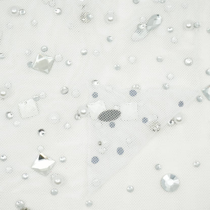 Brilliance Beaded with Rhinestone Stretch Mesh Fabric | Blue Moon Fabrics