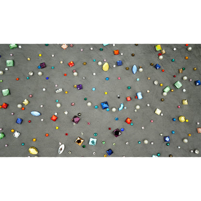 Brilliance Beaded with Rhinestone Stretch Mesh Fabric | Blue Moon Fabrics